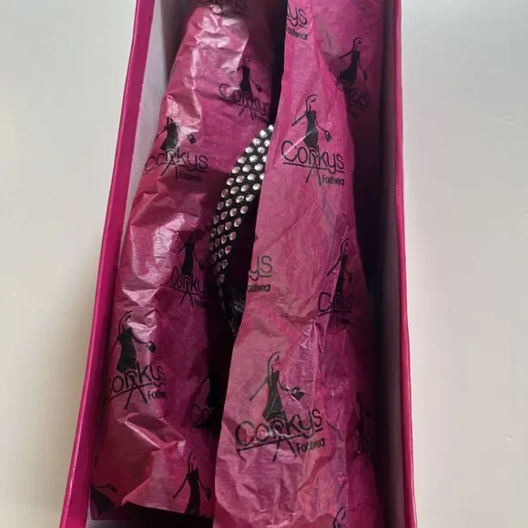 Corkys Madeline Flip Flop Clear Rhinestones On Black Fabric Straps Size 8 W/box - Picture 7 of 7